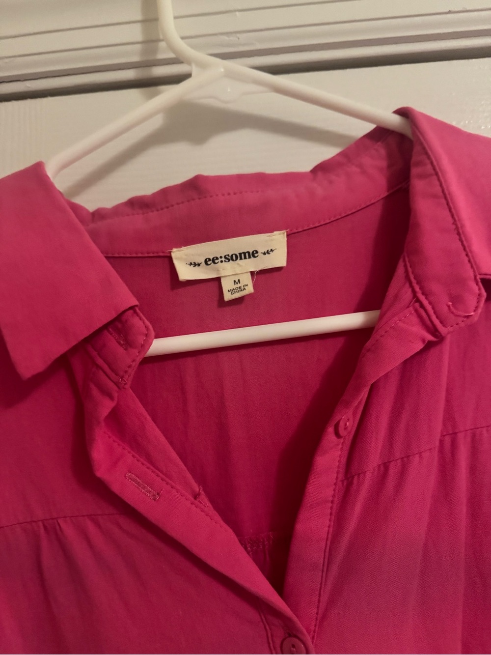 eesome Hot Pink Button-Front Tiered Dress - Picture 2 of 2